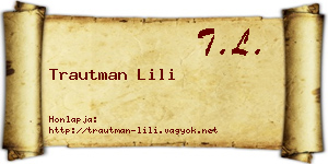 Trautman Lili névjegykártya